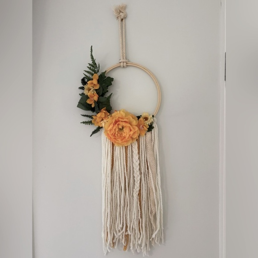 HANDMADE | Boho Floral Wall Hanging with Yellow Flowers